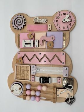 Brain Up Wooden Activity Busy Board for Kids Educational Toy Locks Latches